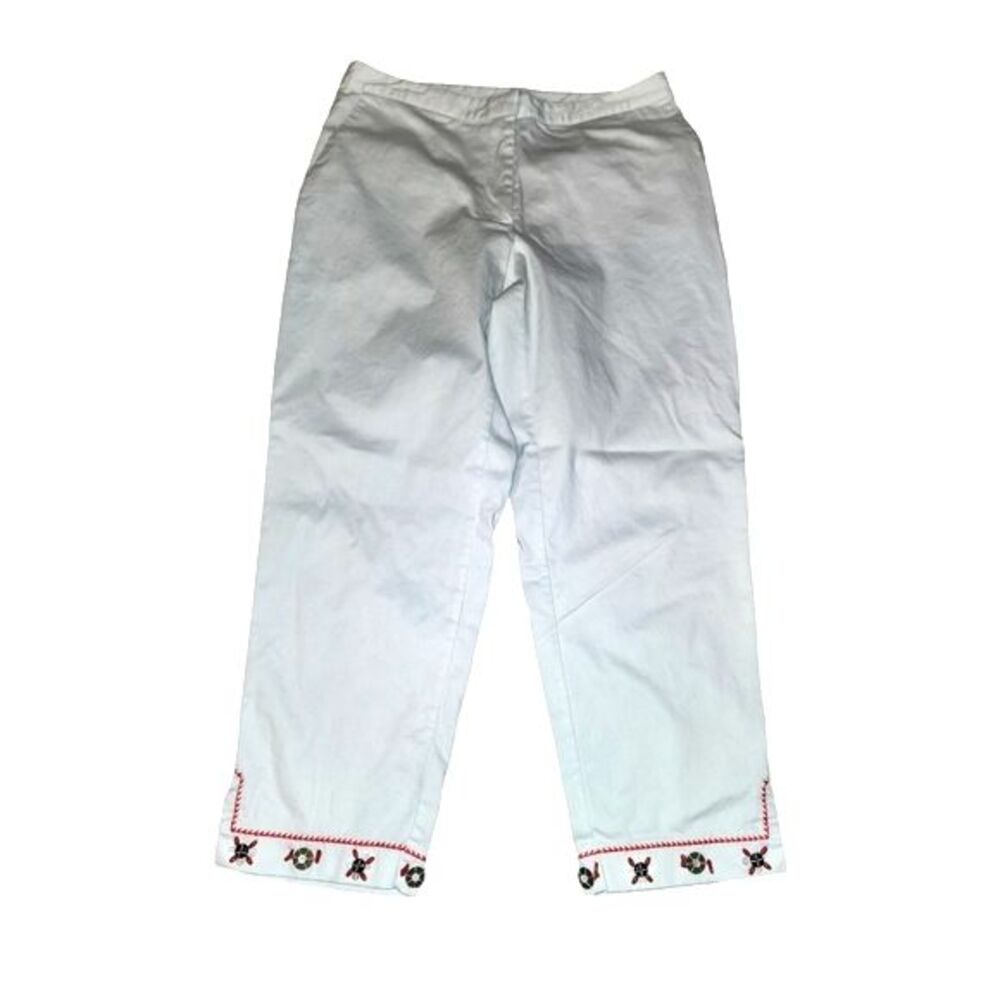 Ruby Rd. White and Red Beaded‎ Capris Size 6